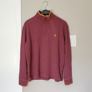 US Polo Assn Pullover Sweater quarter zip up polo medium cotton logo embroidery